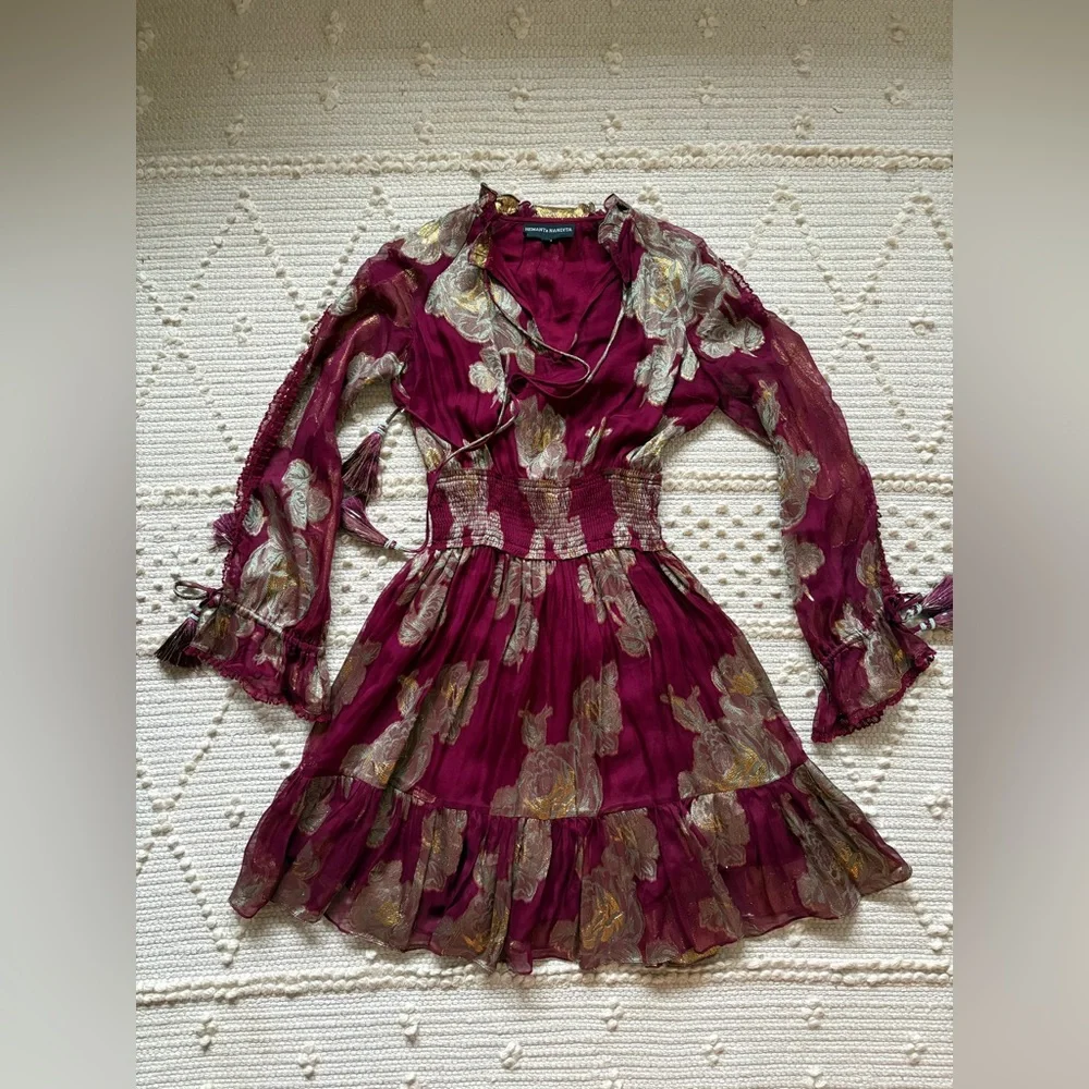 Hemant & Nandita floral shimmer dress size S - Picture 3 of 16
